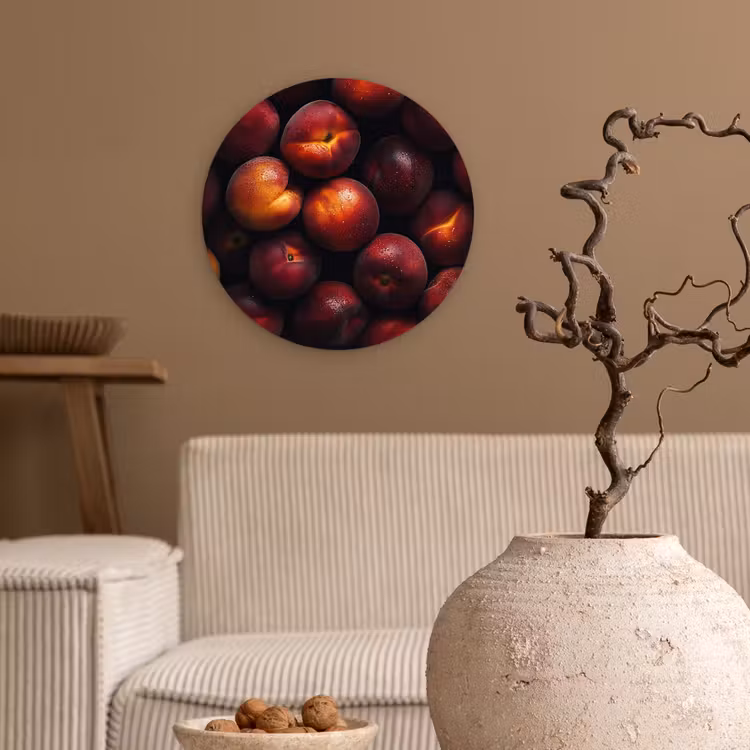 Fruit - Close up - Nectarines Wandcirkel plexiglas klein -sfeer1