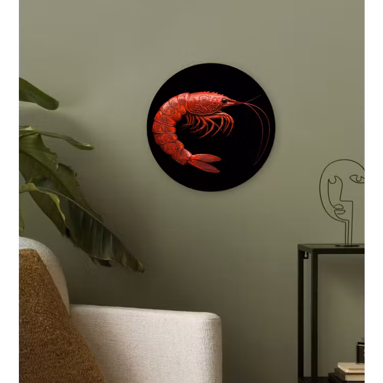 Garnaal - Rood - Dieren Wandcirkel plexiglas klein -sfeer3