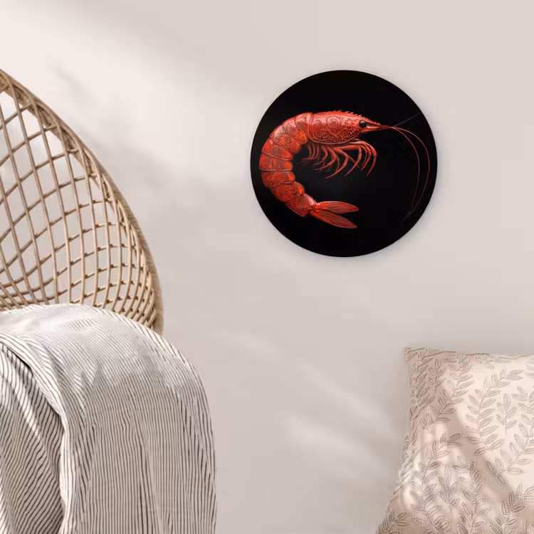 Garnaal - Rood - Dieren Wandcirkel plexiglas klein -sfeer5