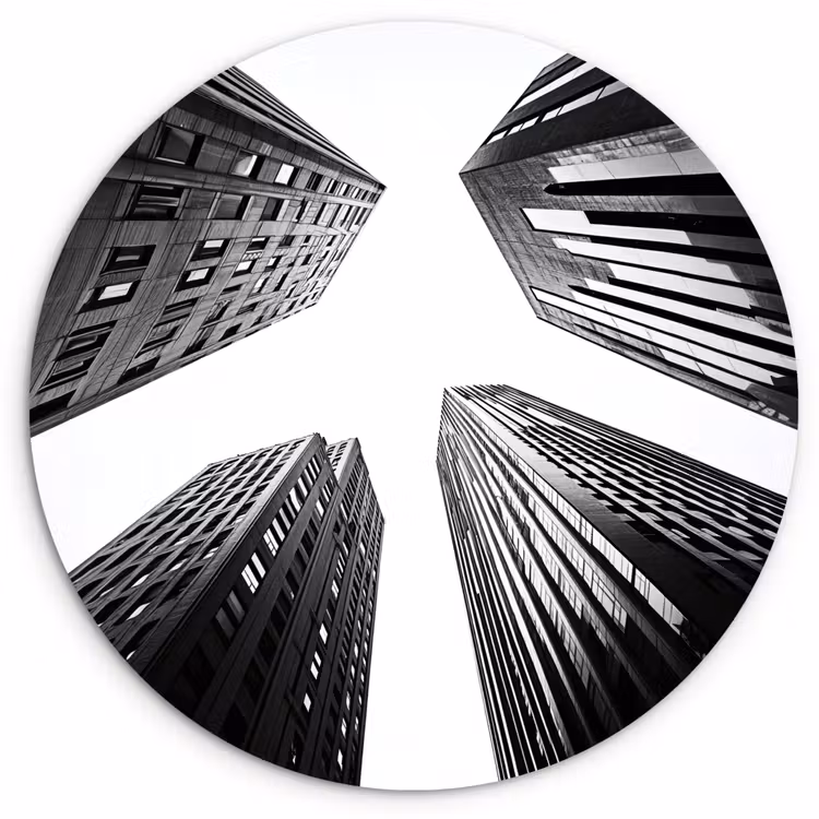 Gebouwen - Lucht - Zwart Wandcirkel plexiglas klein -3d