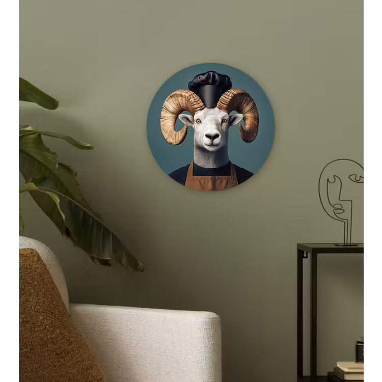 Geit - Hoorns - Kokskleding Wandcirkel plexiglas klein -sfeer3