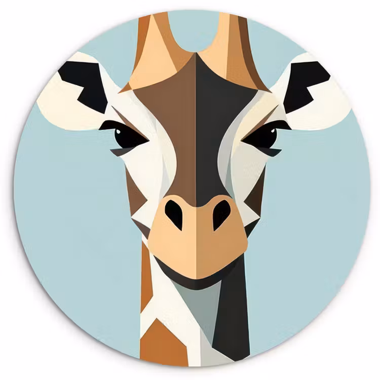 Giraffe - Illustratie - Bruin - Minimalistisch Wandcirkel plexiglas klein -3d