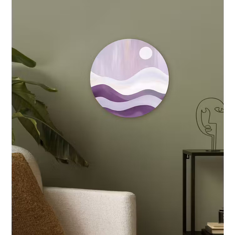 Golven - Heuvels - Abstract - Paars Wandcirkel plexiglas klein -sfeer3