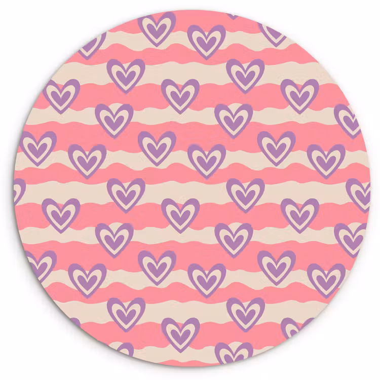 Golven - Patroon - Hartjes - Retro Wandcirkel plexiglas klein 852 -3d