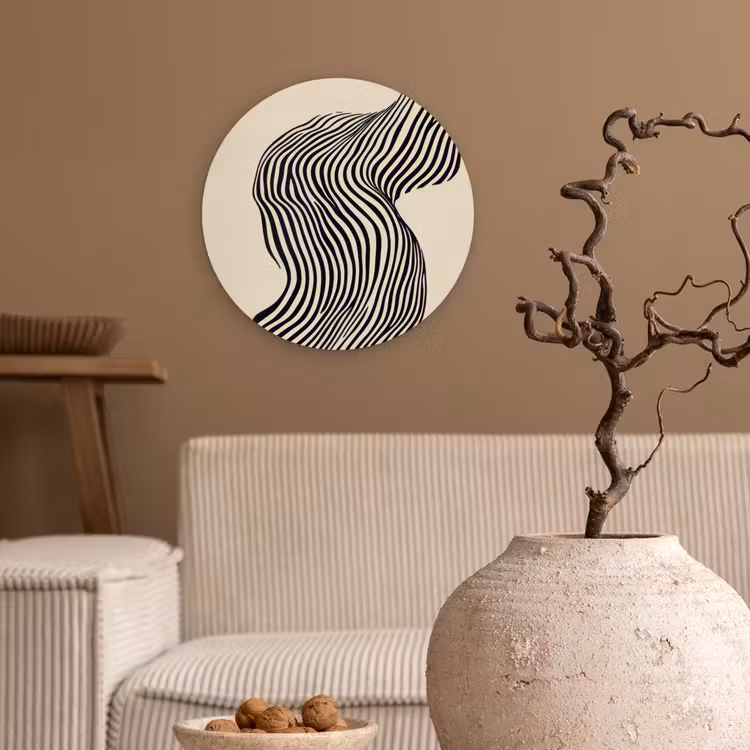 Golvend - Lijnen - Abstract - Silhouet Wandcirkel plexiglas klein -sfeer1