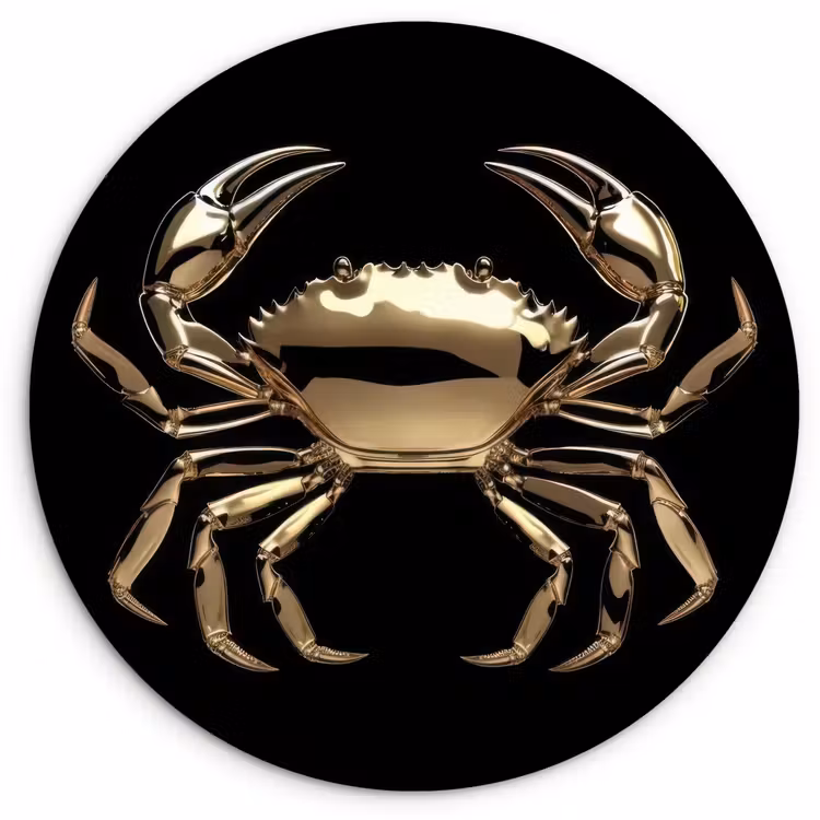 Goud - Krab - Dieren - Zwart Wandcirkel plexiglas klein -3d