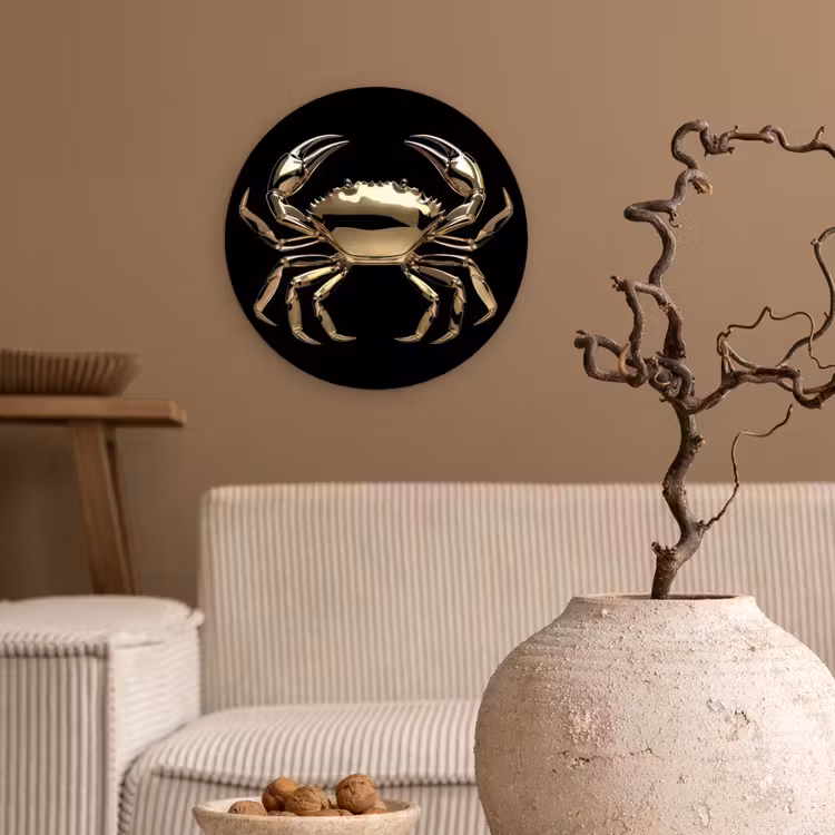Goud - Krab - Dieren - Zwart Wandcirkel plexiglas klein -sfeer1
