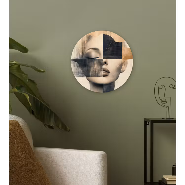 Goud - Vrouw - Rechthoeken Wandcirkel plexiglas klein -sfeer3
