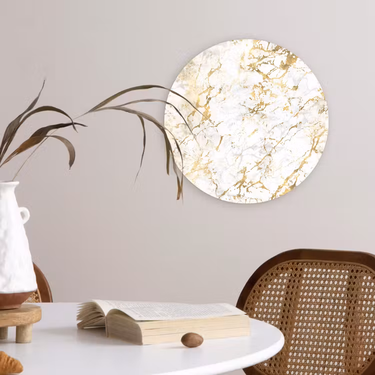 Goudspatten - Wit - Marmer Wandcirkel plexiglas klein 852 -sfeer4