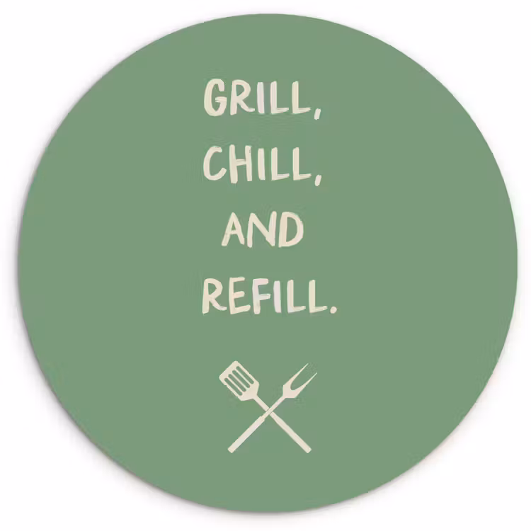 Grill - Groen - Zomer - Quote Wandcirkel plexiglas klein -3d