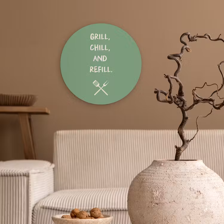 Grill - Groen - Zomer - Quote Wandcirkel plexiglas klein -sfeer1