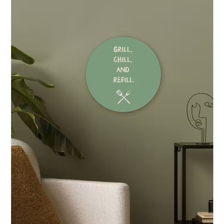 Grill - Groen - Zomer - Quote Wandcirkel plexiglas klein -sfeer3