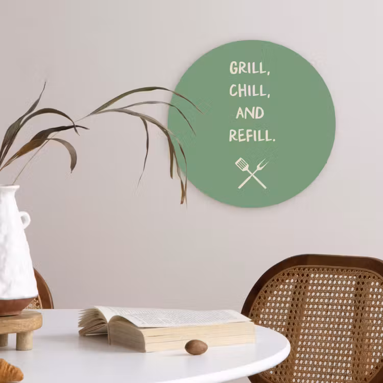 Grill - Groen - Zomer - Quote Wandcirkel plexiglas klein -sfeer4
