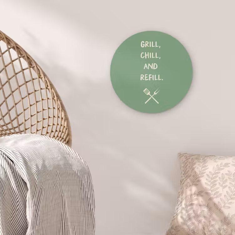 Grill - Groen - Zomer - Quote Wandcirkel plexiglas klein -sfeer5