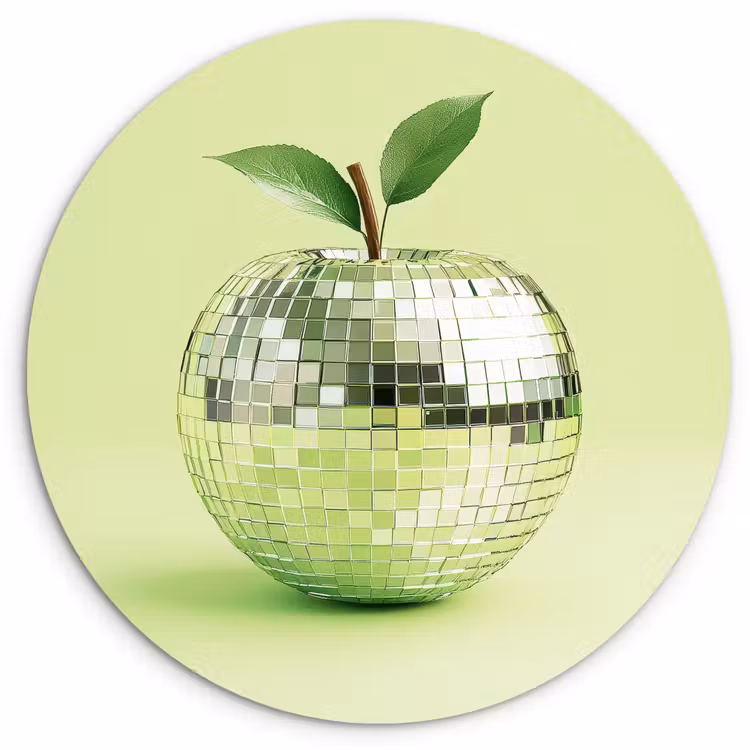 Groen - Disco - Decoratie - Appel Wandcirkel plexiglas klein -3d
