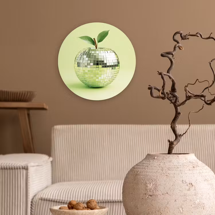 Groen - Disco - Decoratie - Appel Wandcirkel plexiglas klein -sfeer1