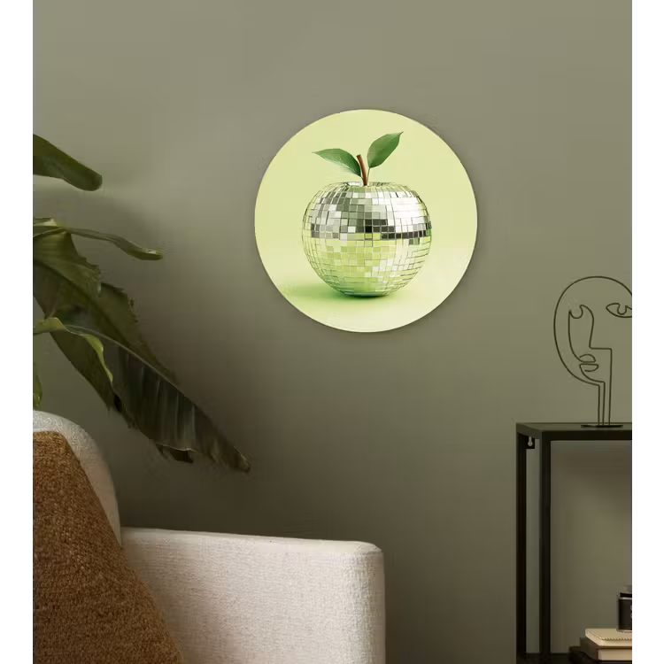Groen - Disco - Decoratie - Appel Wandcirkel plexiglas klein -sfeer3
