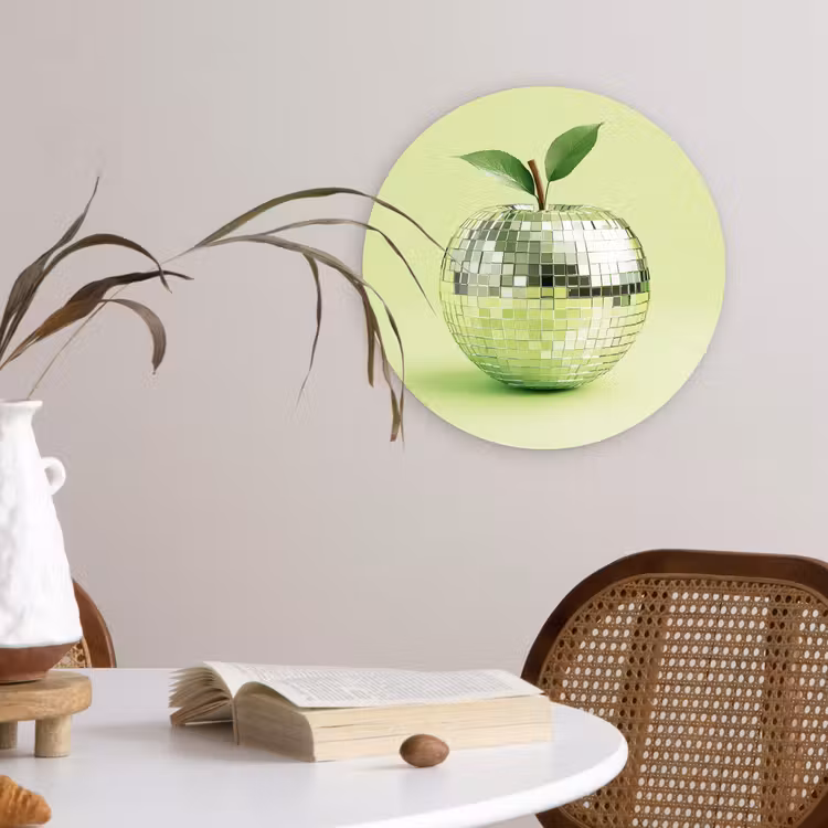 Groen - Disco - Decoratie - Appel Wandcirkel plexiglas klein -sfeer4