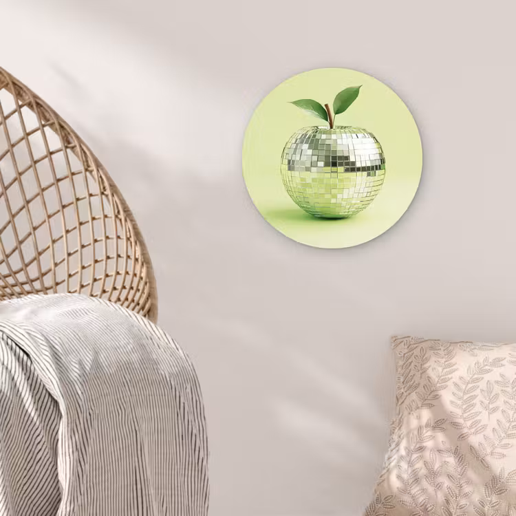 Groen - Disco - Decoratie - Appel Wandcirkel plexiglas klein -sfeer5