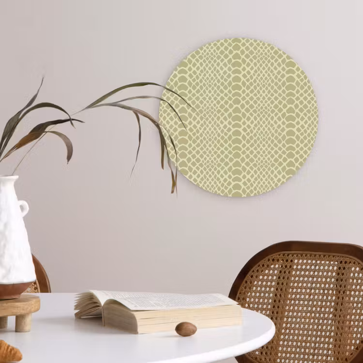 Groen - Patroon - Schubben Wandcirkel plexiglas klein 852 -sfeer4