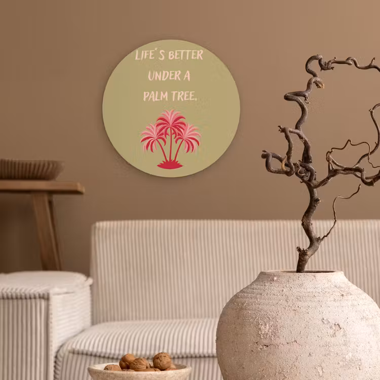 Groen - Zomer - Quote - Palmboom Wandcirkel plexiglas klein -sfeer1