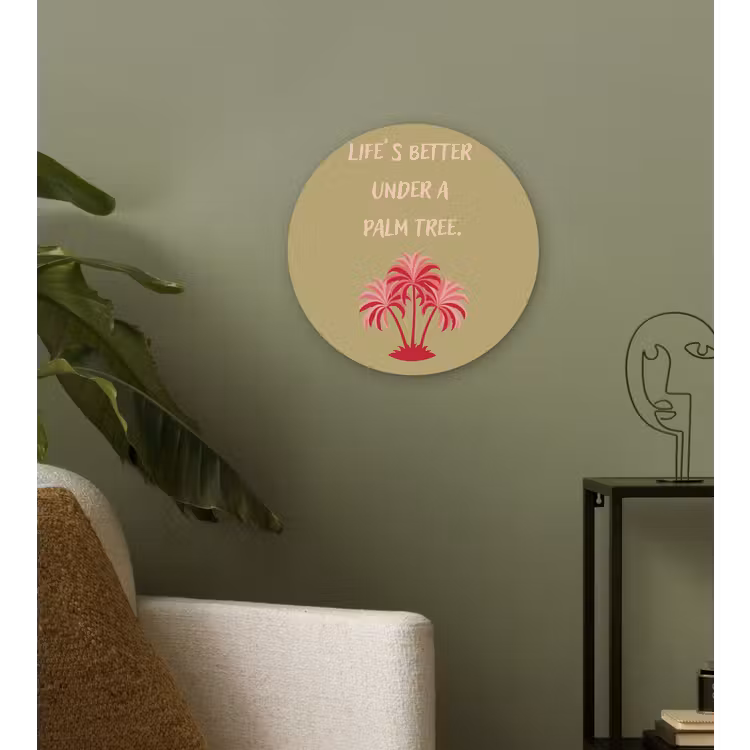 Groen - Zomer - Quote - Palmboom Wandcirkel plexiglas klein -sfeer3