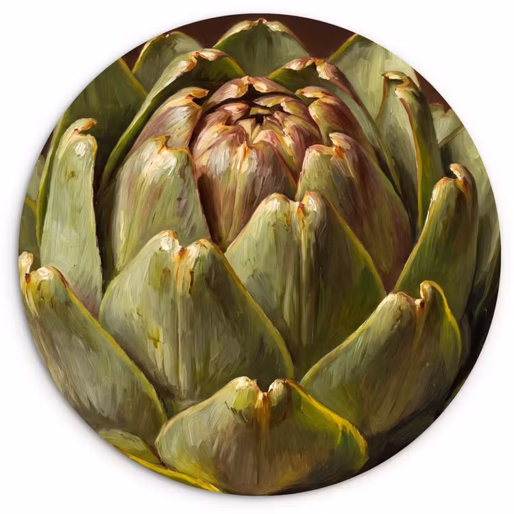Muurcirkel glas - Groente - Artisjok - Groen - Groente - Artisjok - Groen Wandcirkel plexiglas klein