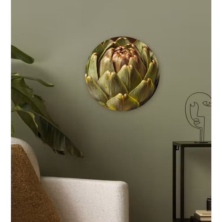 Muurcirkel glas - Groente - Artisjok - Groen - Groente - Artisjok - Groen Wandcirkel plexiglas klein