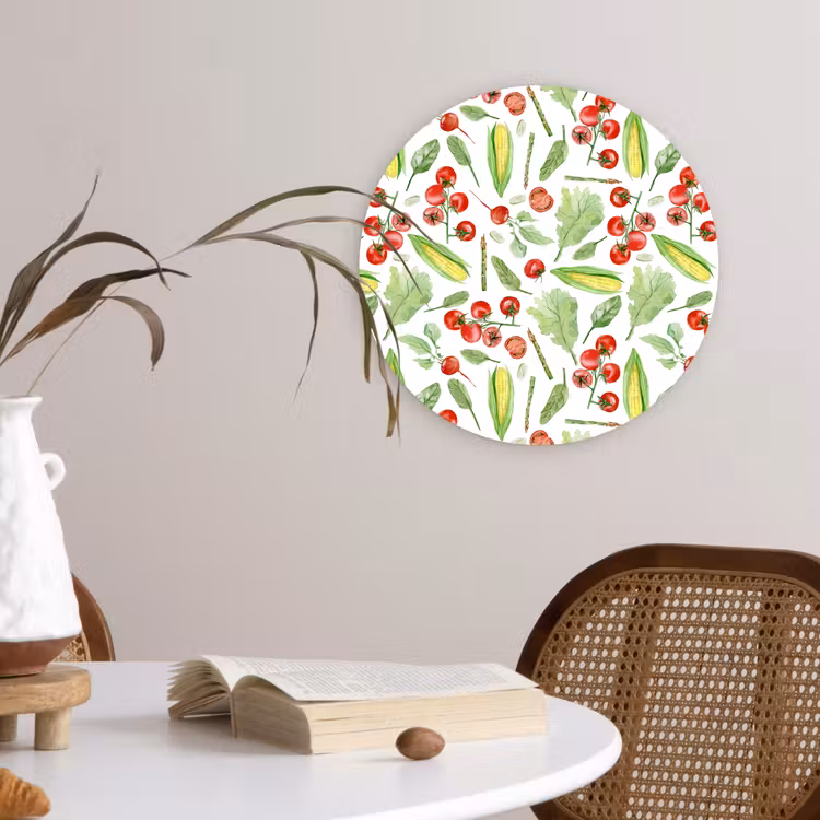 Groentemix - Tomaat - Mais - Sla Wandcirkel plexiglas klein 852 -sfeer4