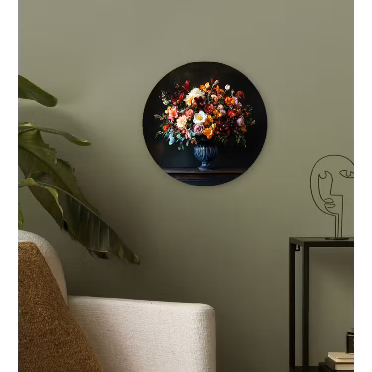 Groot - Bloemen - Vaas - Boeket Wandcirkel plexiglas klein -sfeer3