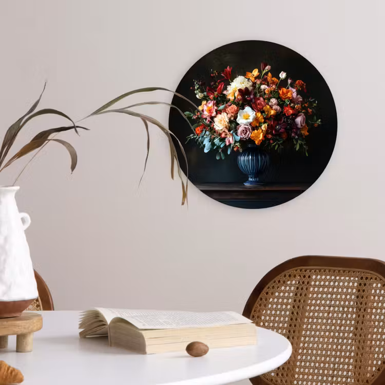 Groot - Bloemen - Vaas - Boeket Wandcirkel plexiglas klein -sfeer4