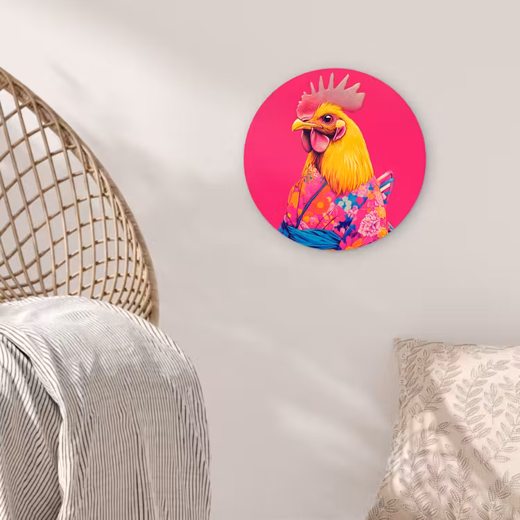 Haan - Kleurrijk - Kimono - Roze Wandcirkel plexiglas klein -sfeer5