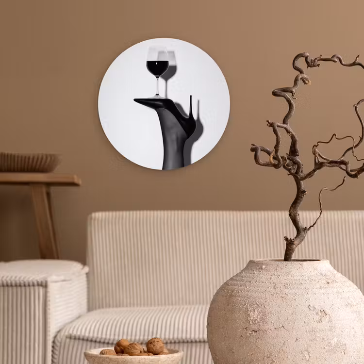 Hak - Wijn - Minimalistisch - Zwart Wandcirkel plexiglas klein -sfeer1