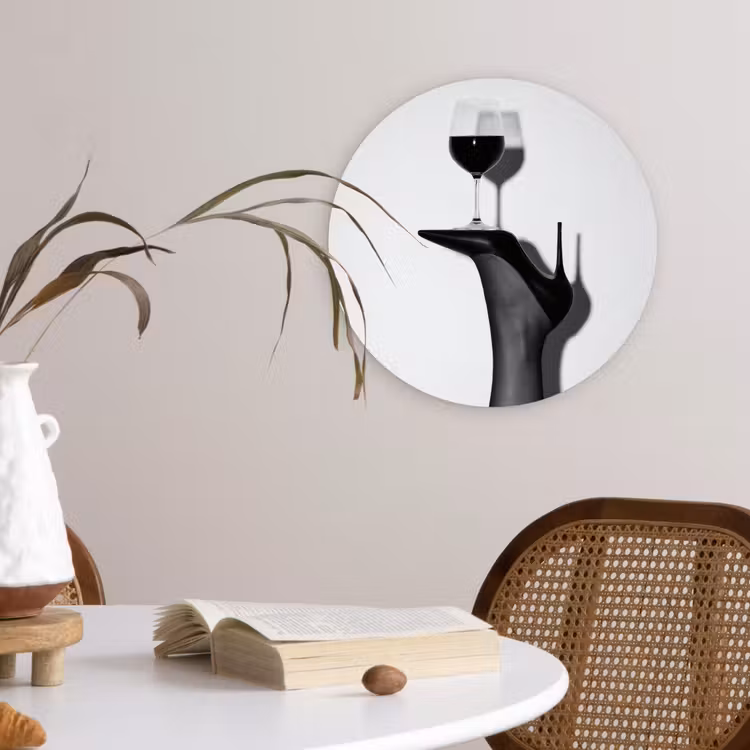 Hak - Wijn - Minimalistisch - Zwart Wandcirkel plexiglas klein -sfeer4