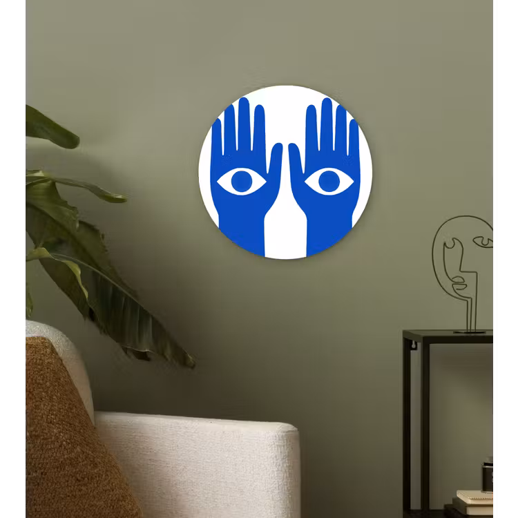 Handen - Twee - Ogen - Blauw Wandcirkel plexiglas klein -sfeer3