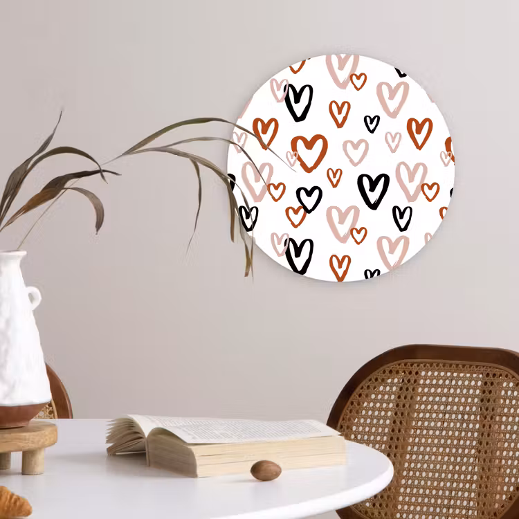 Hart - Patroon - Terracotta Wandcirkel plexiglas klein 852 -sfeer4