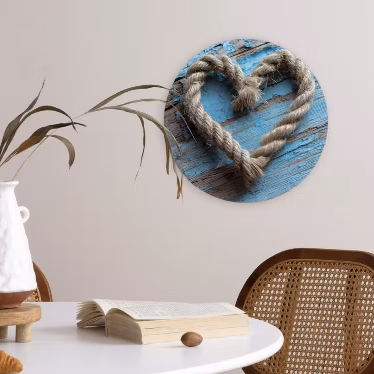 Hart - Touw - Hout - Rustiek Wandcirkel plexiglas klein -sfeer4