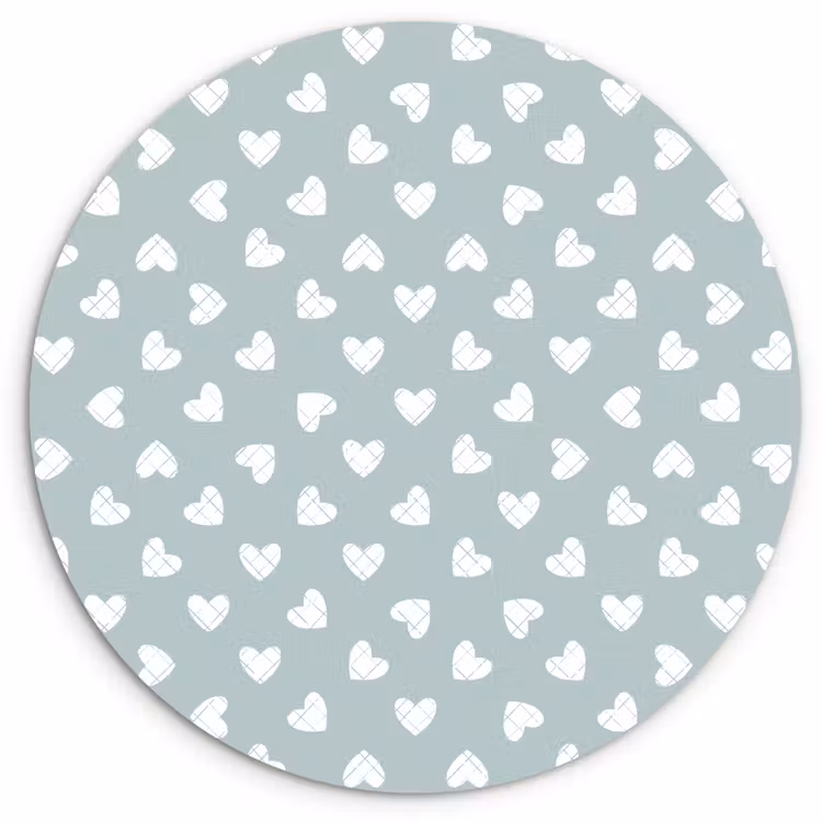 Hartjes - Blauw - Patroon - Strepen Wandcirkel plexiglas klein 852 -3d