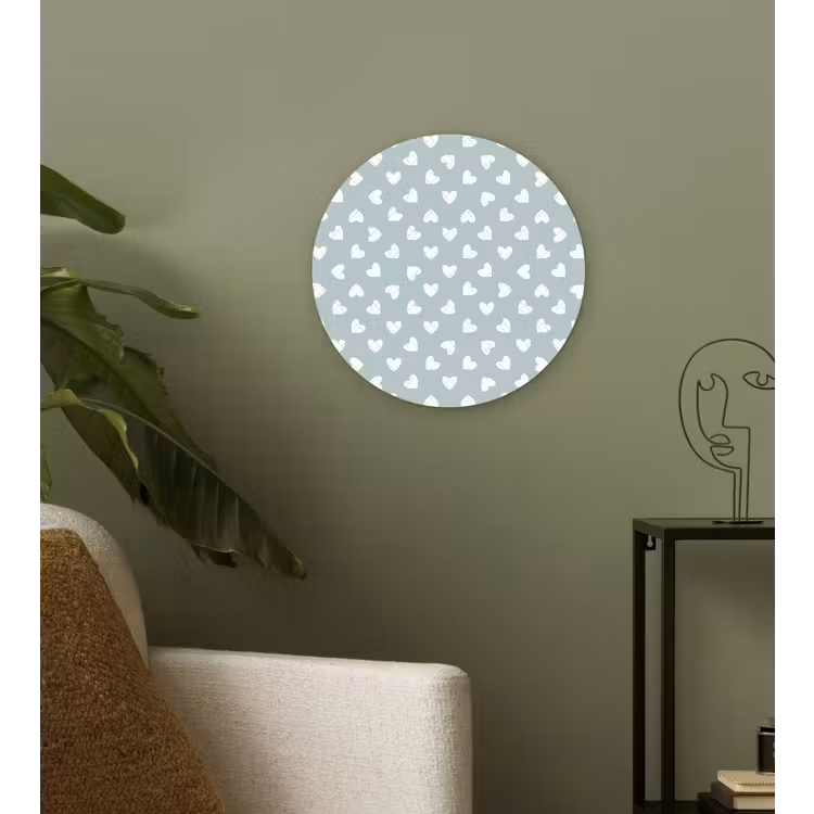 Hartjes - Blauw - Patroon - Strepen Wandcirkel plexiglas klein 852 -sfeer3