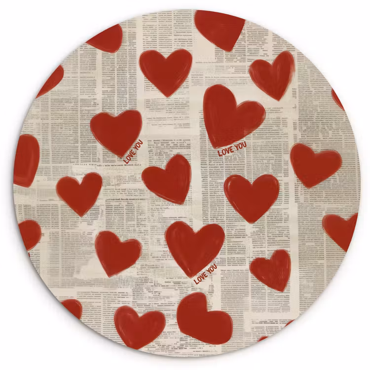Hartjes - Krant - Loveyou Wandcirkel plexiglas klein -3d