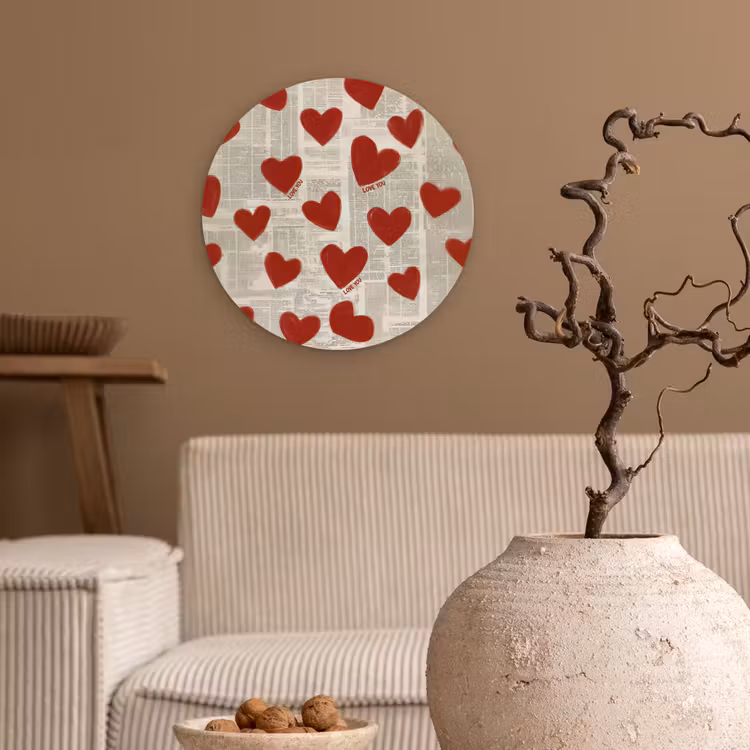 Hartjes - Krant - Loveyou Wandcirkel plexiglas klein -sfeer1