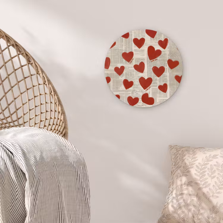 Hartjes - Krant - Loveyou Wandcirkel plexiglas klein -sfeer5