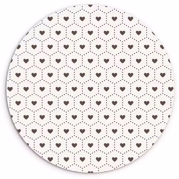 Hexagon - Patroon - Hartjes - Beige Wandcirkel plexiglas klein 852 -3d