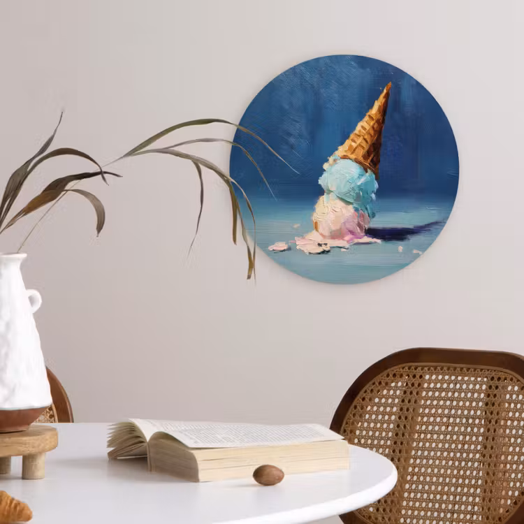 Ijshoorn - Bolletjes - Smelt - Roze Wandcirkel plexiglas klein -sfeer4