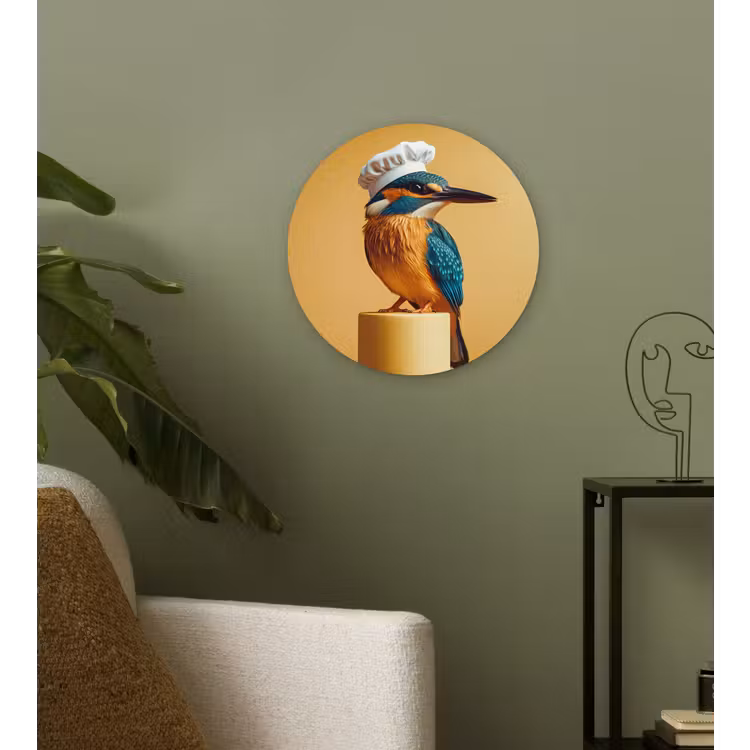 Ijsvogel - Pilaar - Koksmuts - Vogel Wandcirkel plexiglas klein -sfeer3
