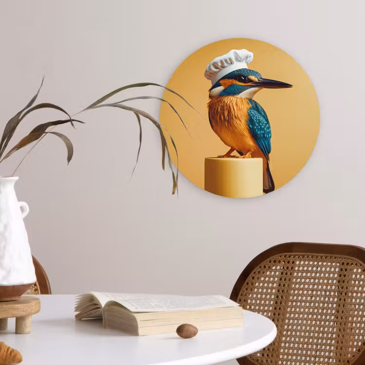 Ijsvogel - Pilaar - Koksmuts - Vogel Wandcirkel plexiglas klein -sfeer4