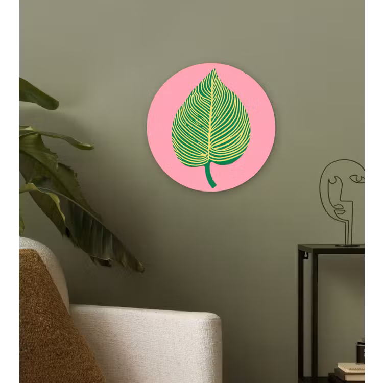 Illustratie - Blad - Minimalistisch - Groen Wandcirkel plexiglas klein -sfeer3