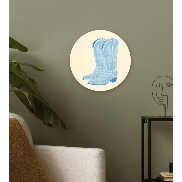 Illustratie - Cowboylaarzen - Patroon Wandcirkel plexiglas klein -sfeer3
