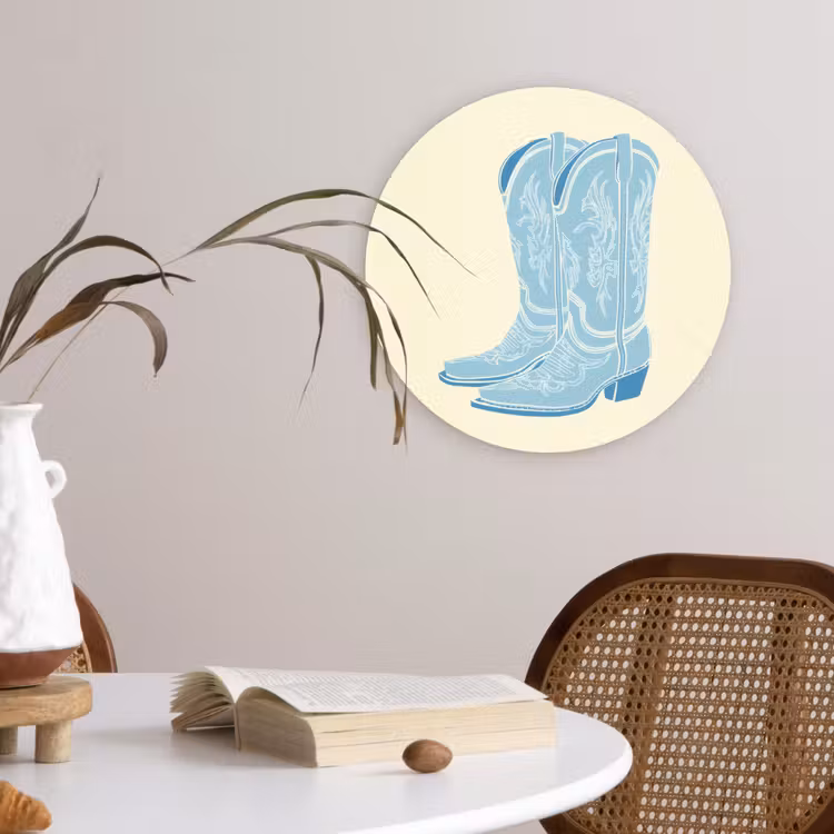 Illustratie - Cowboylaarzen - Patroon Wandcirkel plexiglas klein -sfeer4