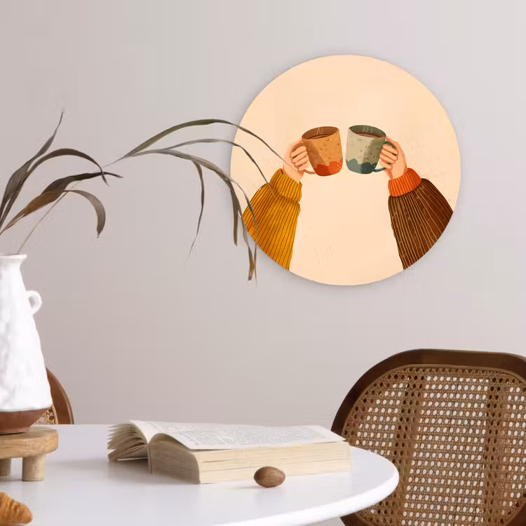 Illustratie - Mokken - Proosten - Bruin Wandcirkel plexiglas klein -sfeer4